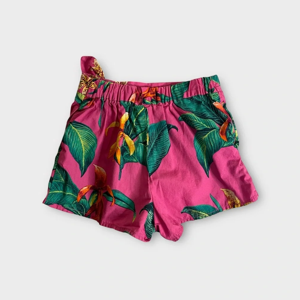 Gap Tropical Leaf Floral Green & Pink Skort